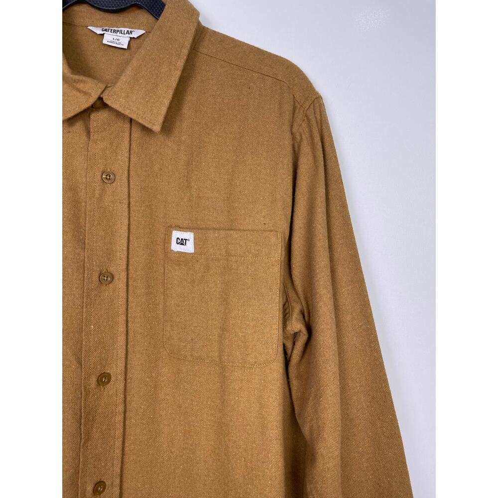 Caterpillar Brown Button Up Long Sleeve Utility Work Shirt Size Large